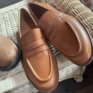 Camel colored penny loafers